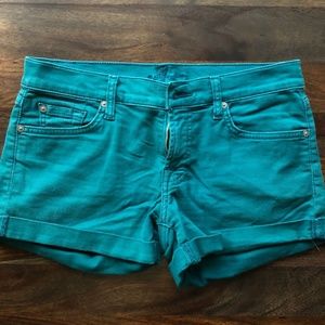 7 For all Mankind Teal Shorts